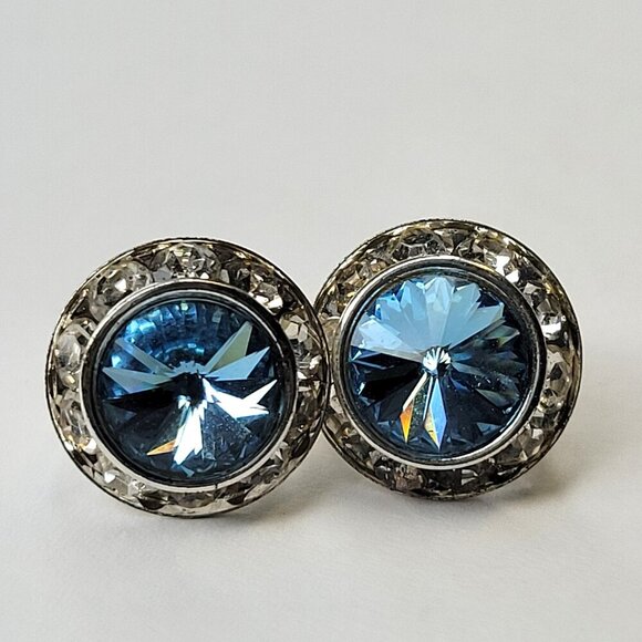 Blue Clip On Earrings, Small Blue Clip-Ons, Tiny Blue ClipOns Earrings - Picture 1 of 3